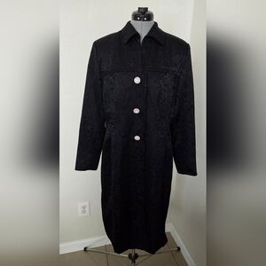 Sandra Darren Black Long Coat with Decorative Buttons